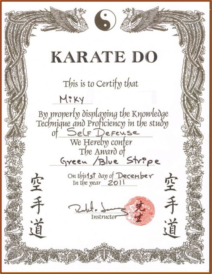 Martial Arts Certificate Templates