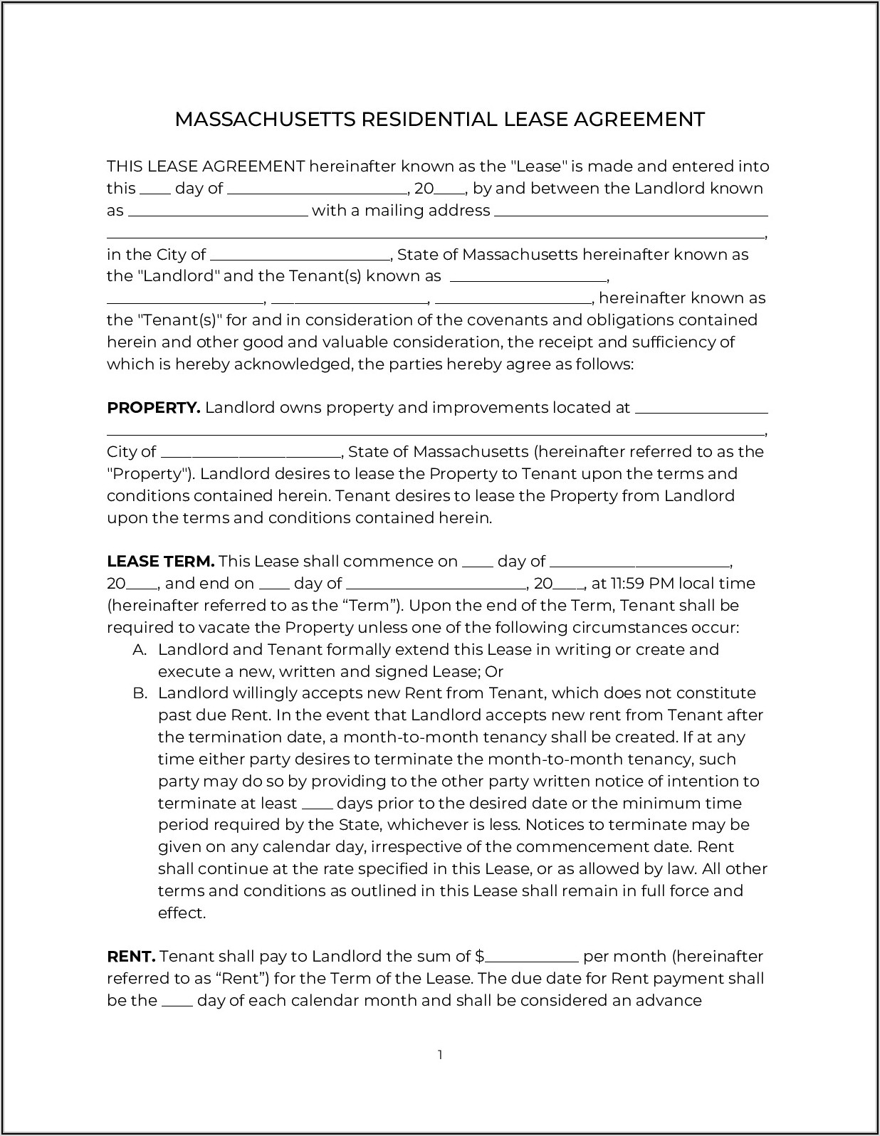 Mass Lease Template