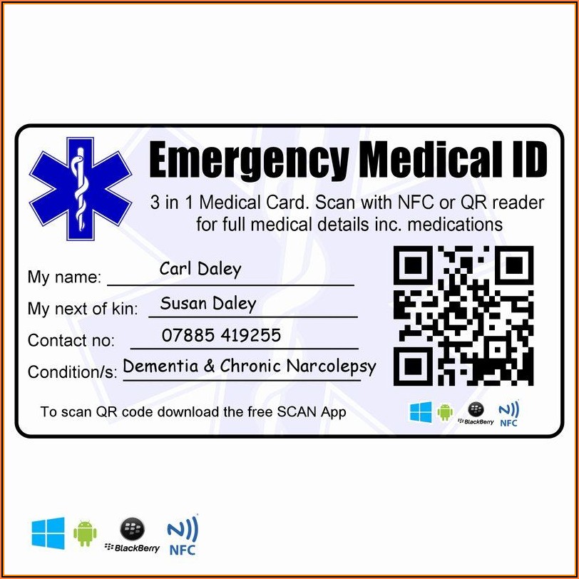 Medical Information Wallet Card Template
