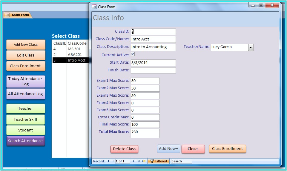 Ms Access Student Attendance Database Template