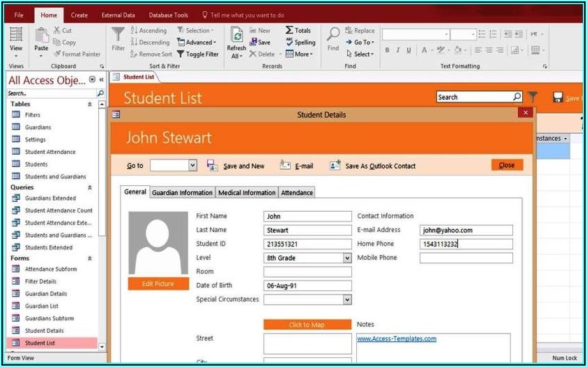 Ms Access Student Database Template Download
