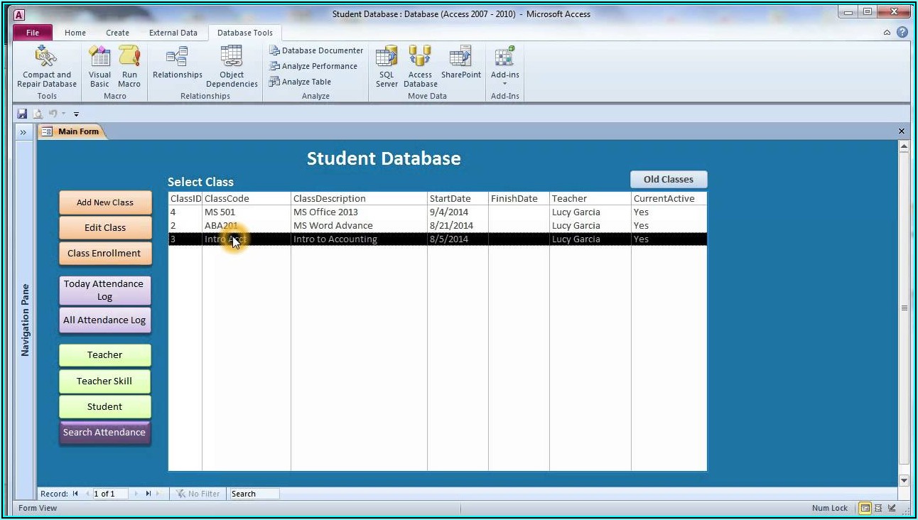 Ms Access Student Database Templates Free Download