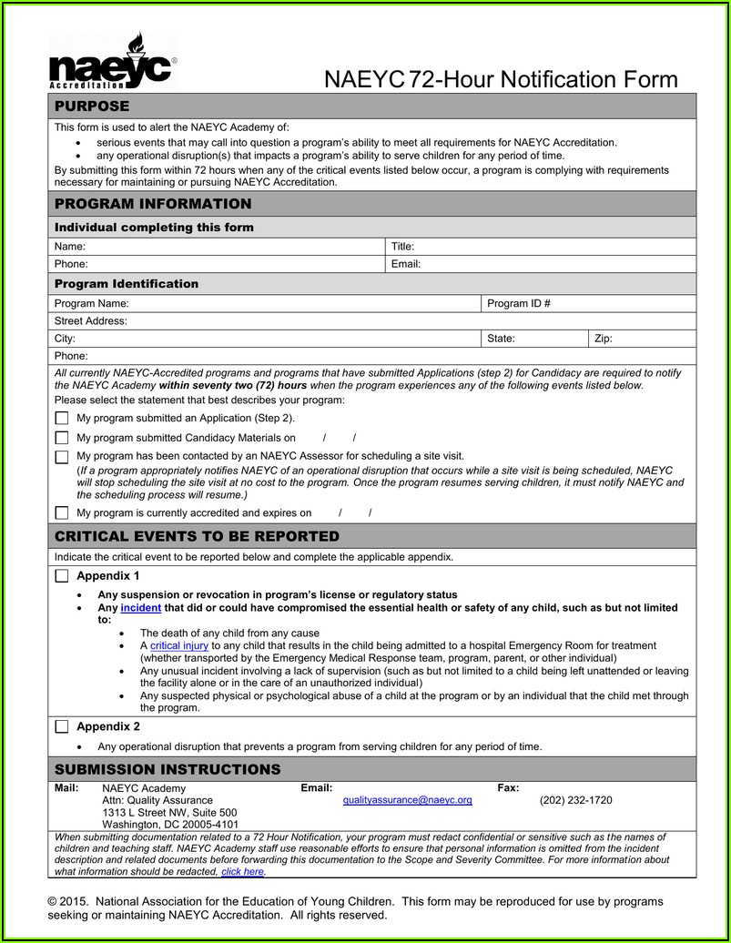 Naeyc Membership Application Form