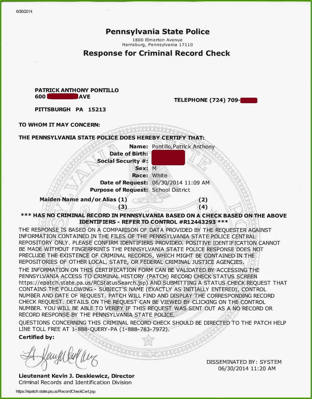 Pa State Police Criminal Background Check Form