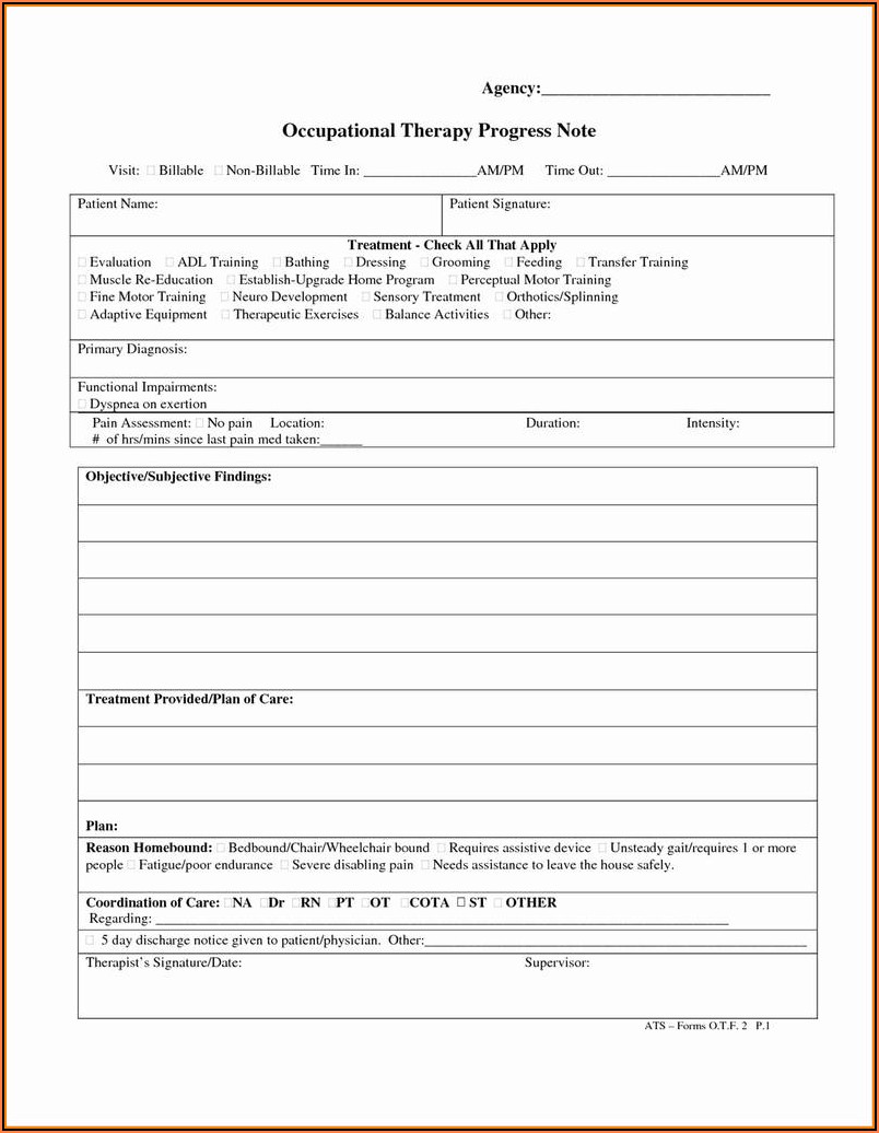 Physical Therapy Progress Note Template