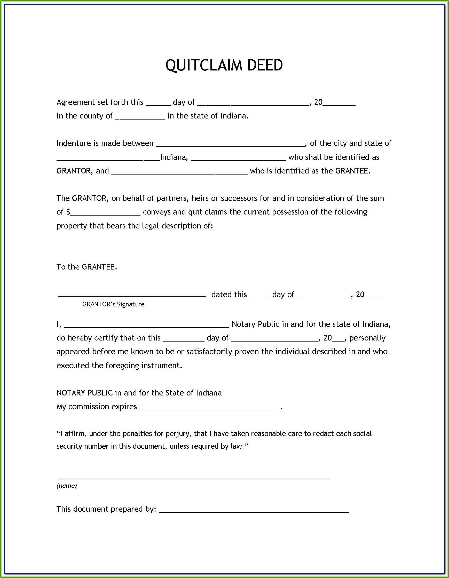 Quick Claims Deed Form