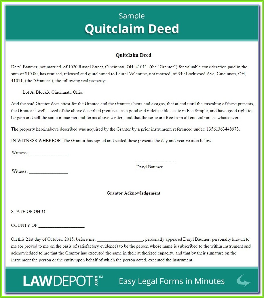 Quit Claim Deed Wi Form