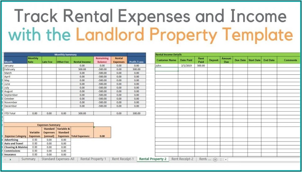 Rental Property Excel Template Free