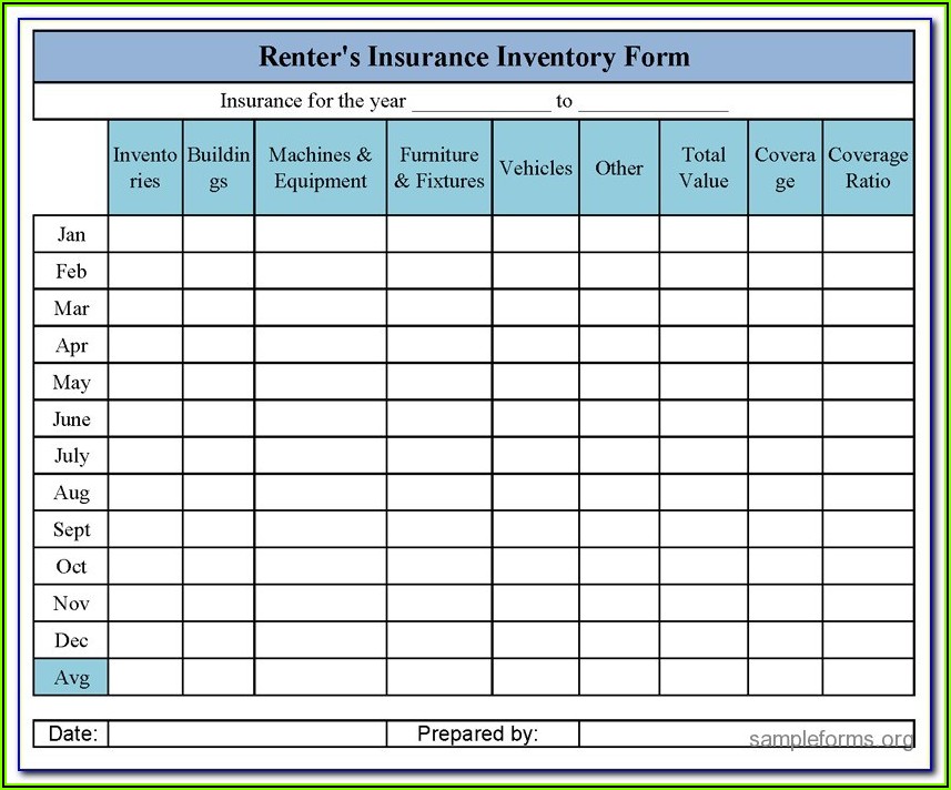 Renters Insurance Inventory Form