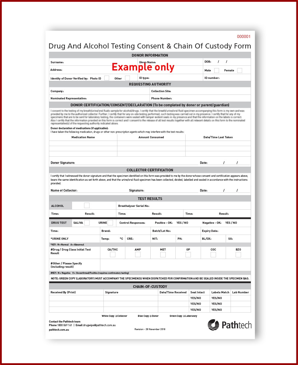 Sample Chain Of Custody Form For Drug Testing