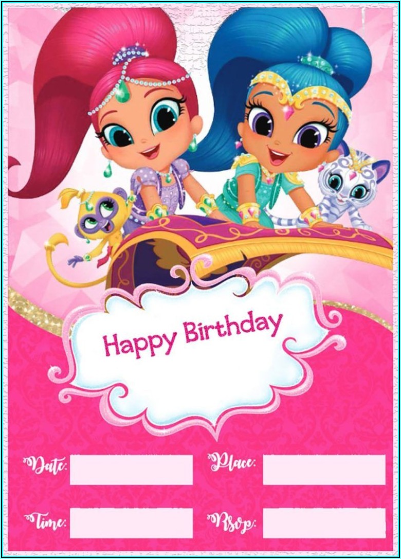 Shimmer And Shine Birthday Invitation Template