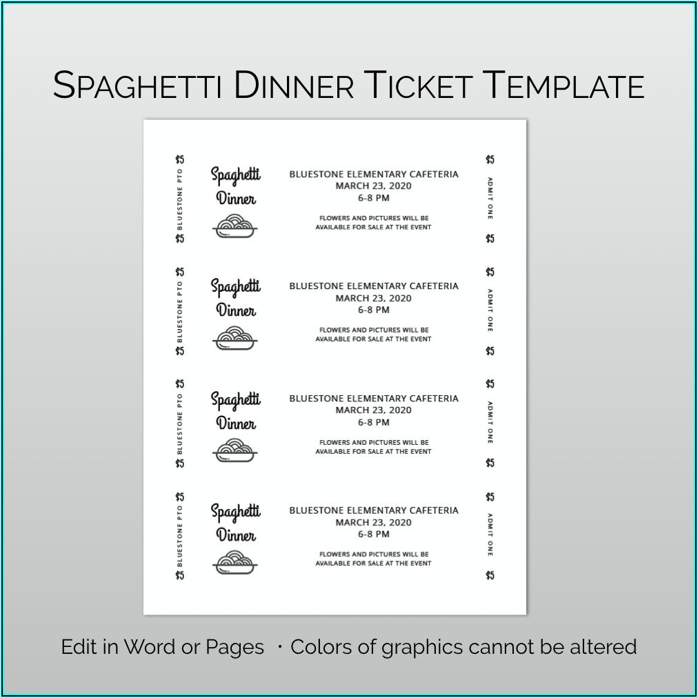 Spaghetti Dinner Ticket Template