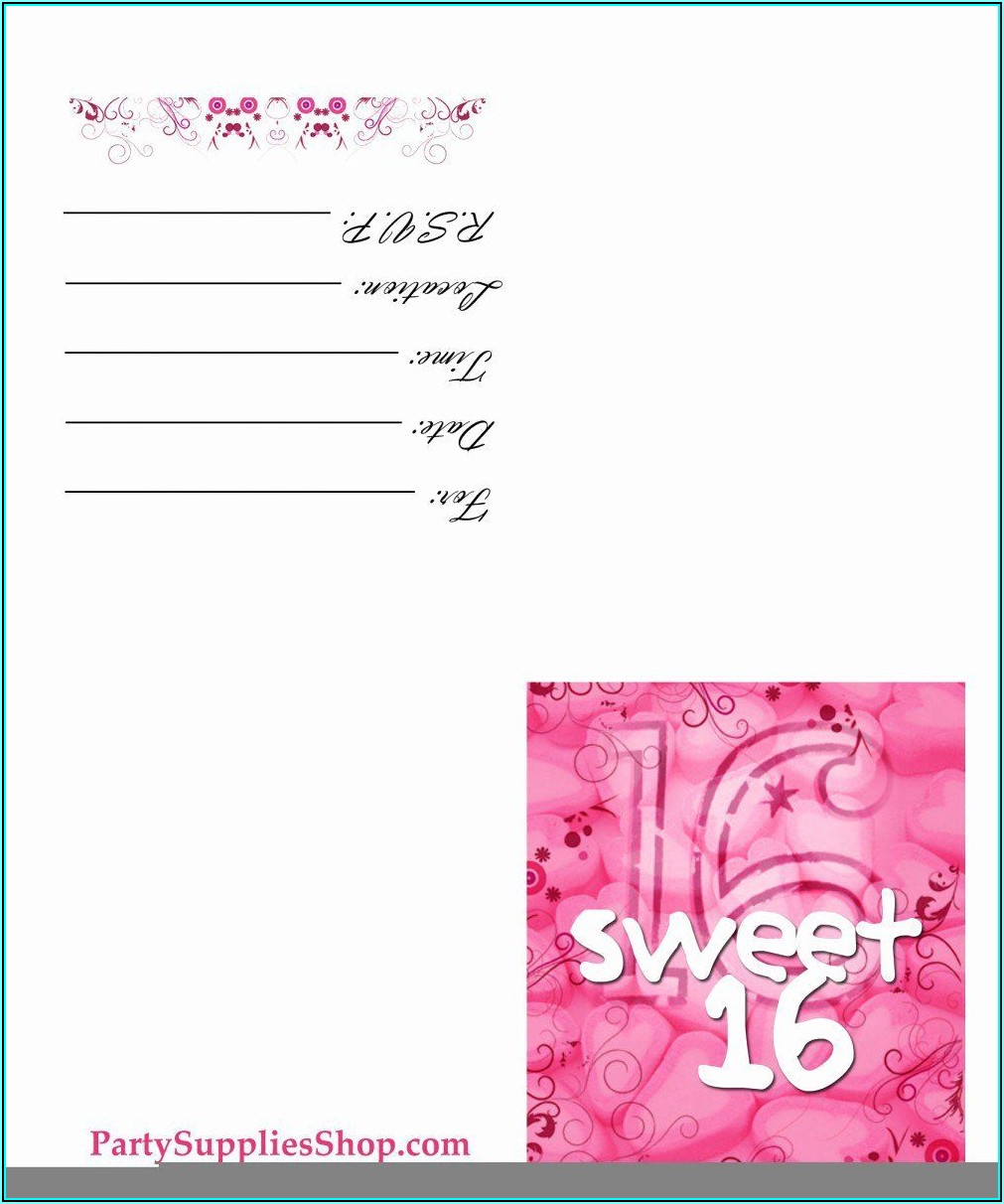 Sweet 16th Birthday Invitation Templates