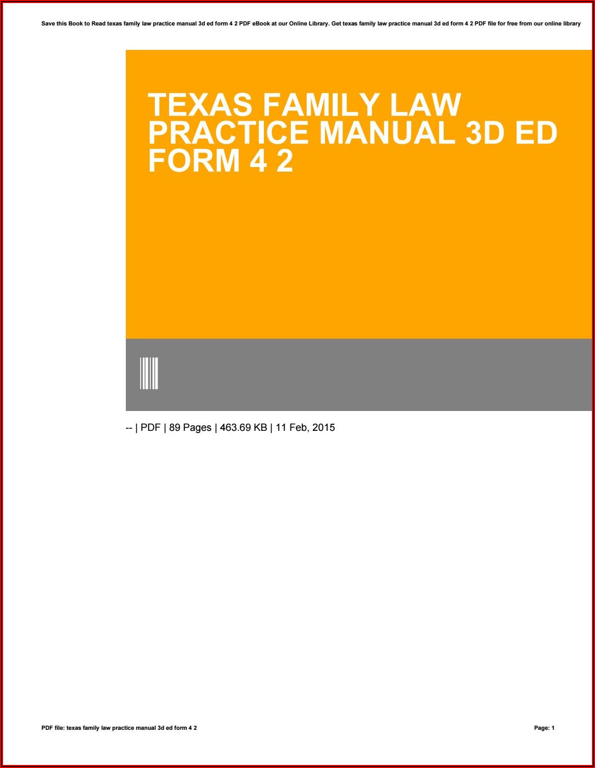 Texas Family Law Practice Manual Form 4 2