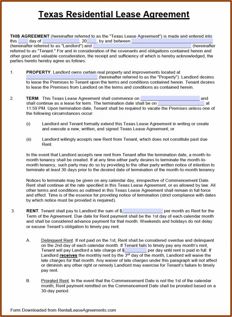 Texas Land Lease Agreement Template