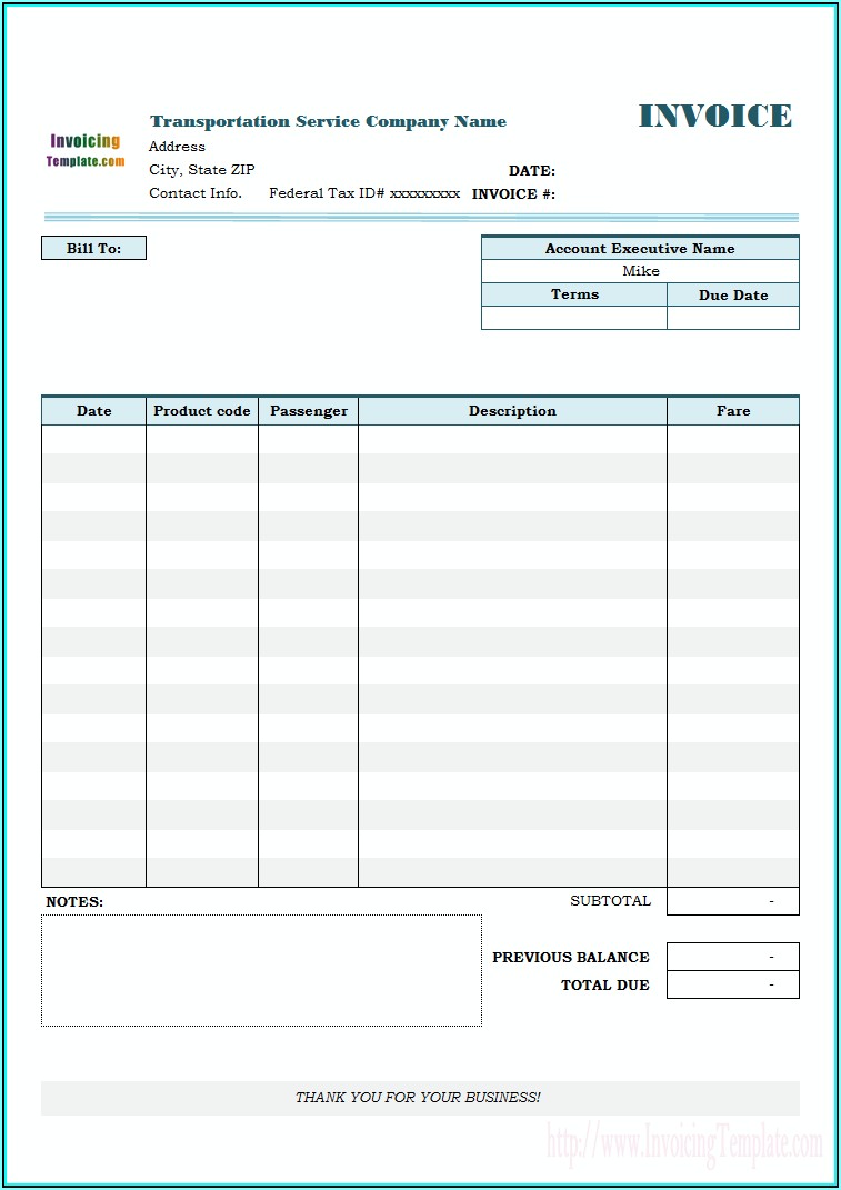 Trucking Invoice Template Free