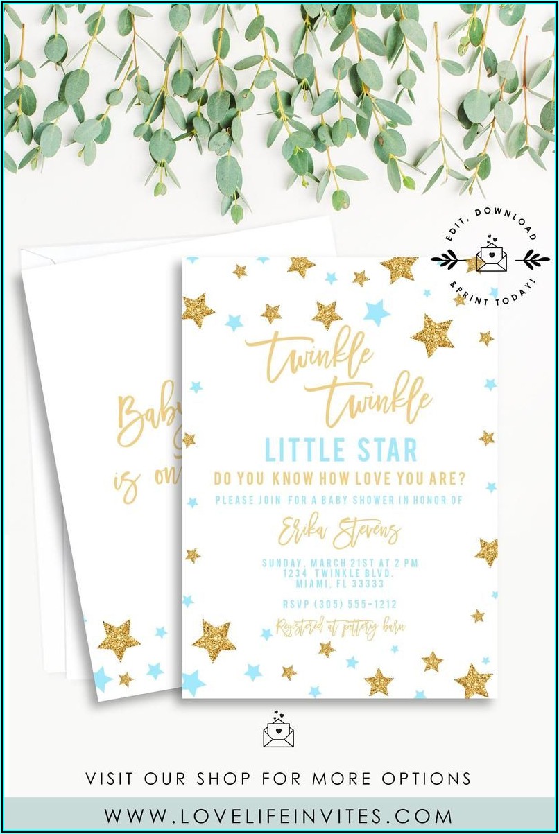 Twinkle Twinkle Little Star Baby Shower Invitation Template