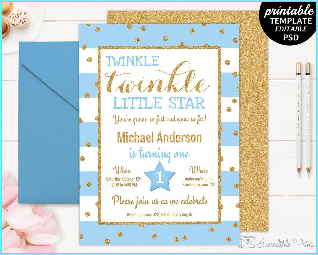 Twinkle Twinkle Little Star Party Invitations Templates