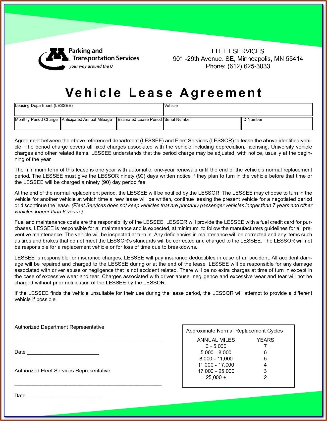 Vehicle Lease Agreement Template Uk