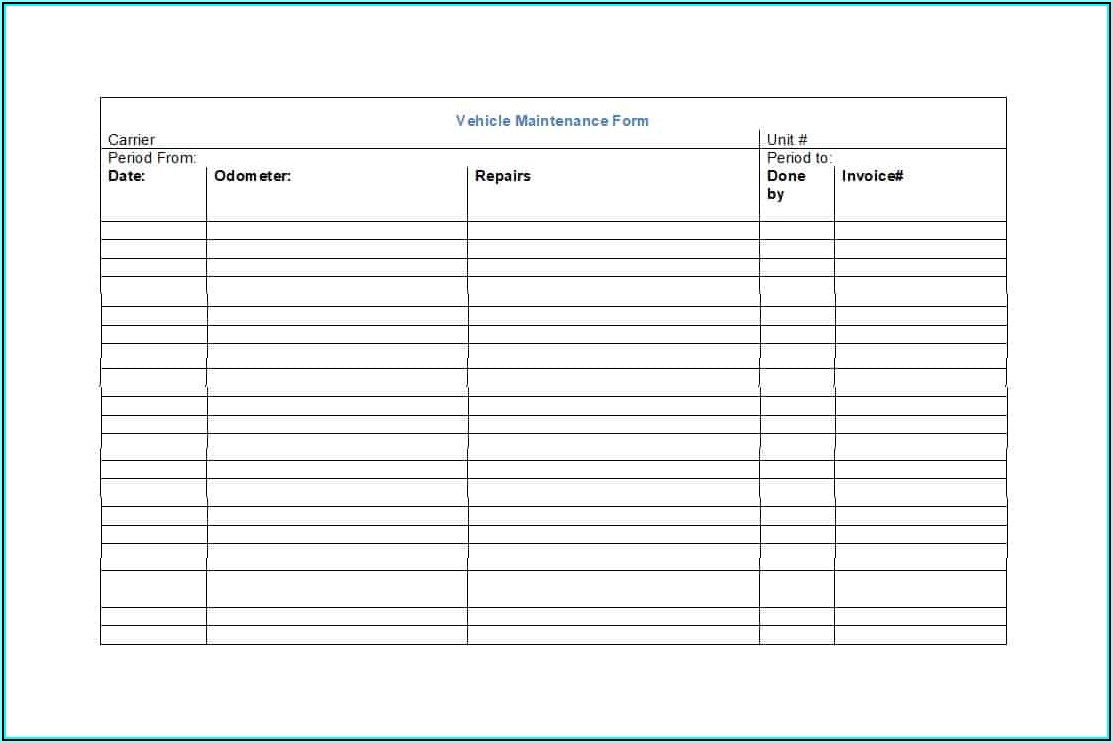 Vehicle Maintenance Records Template