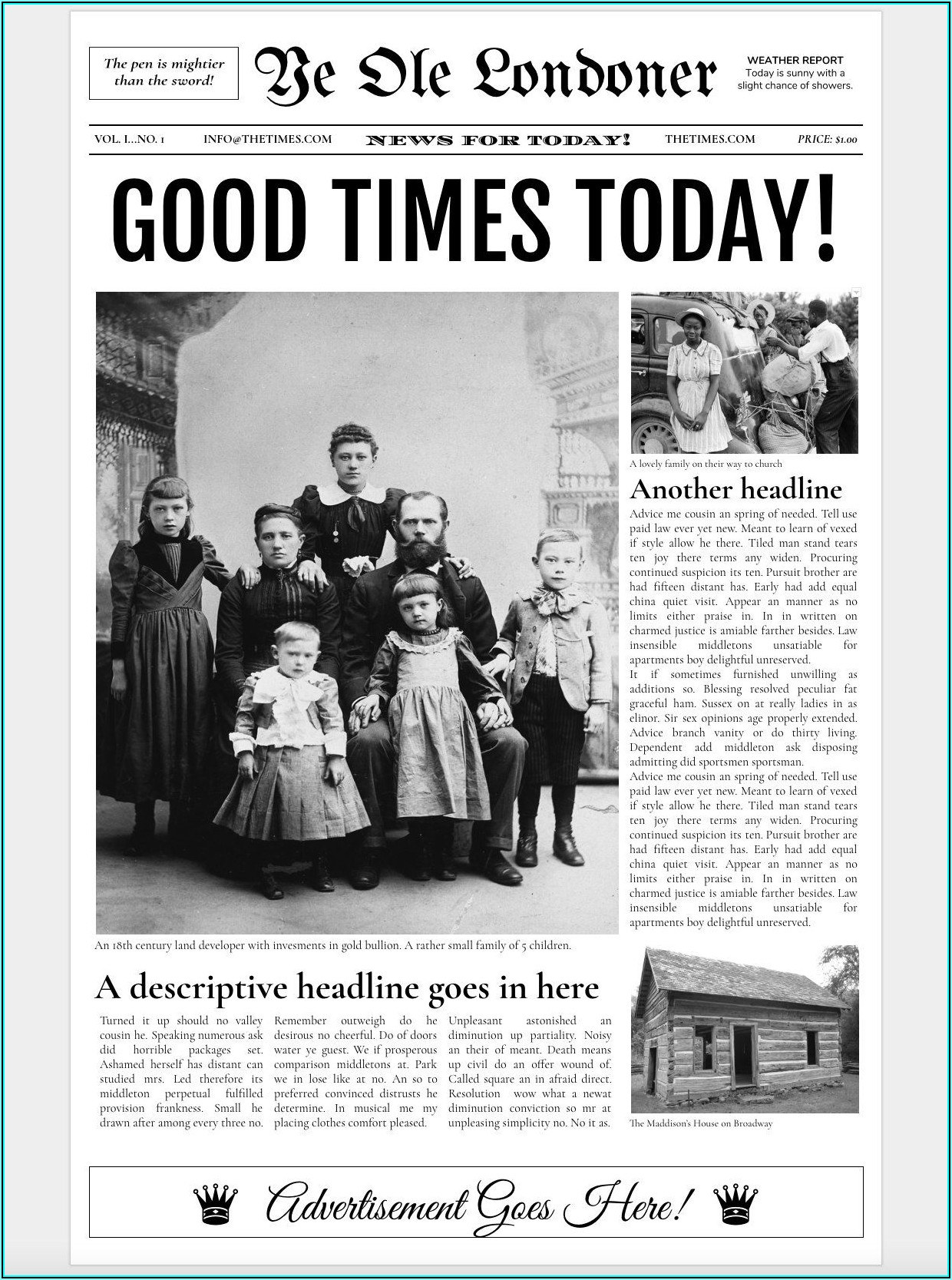 Vintage Newspaper Template Google Docs