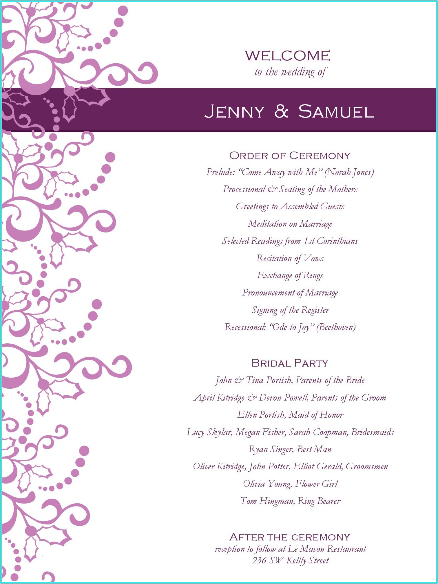 Wedding Reception Card Templates Free