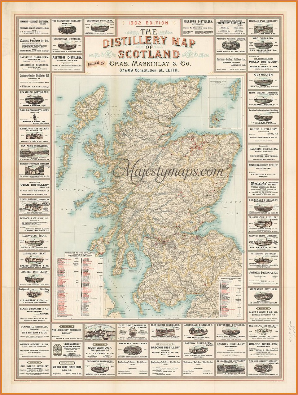 1902 Distillery Map Of Scotland