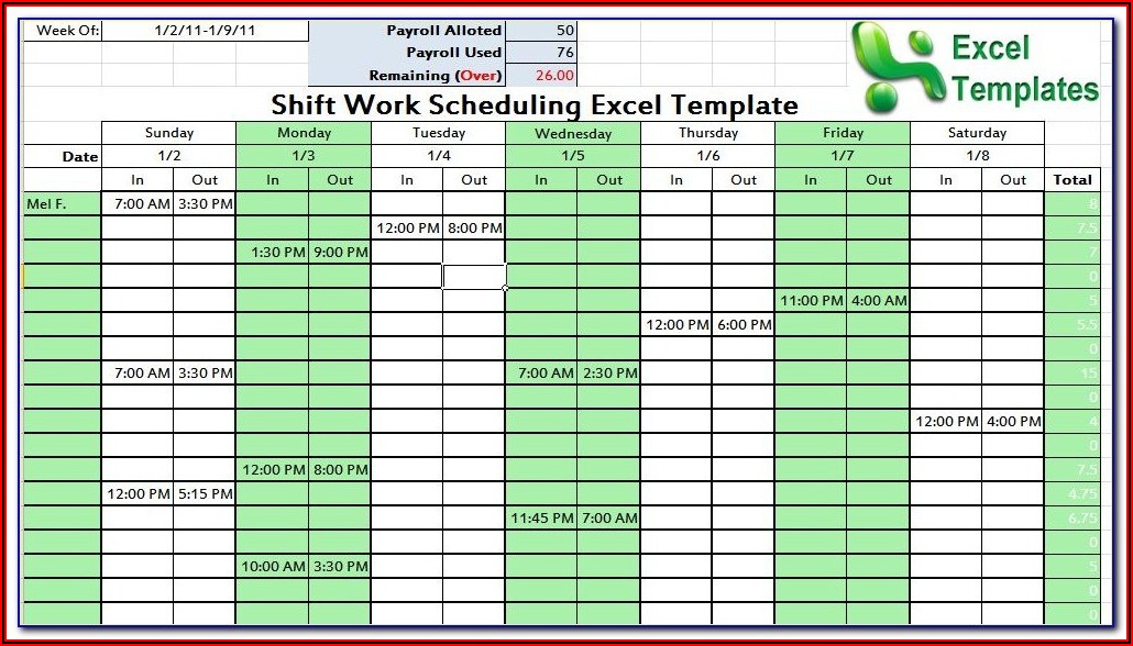 24 Hour Shift Calendar Template