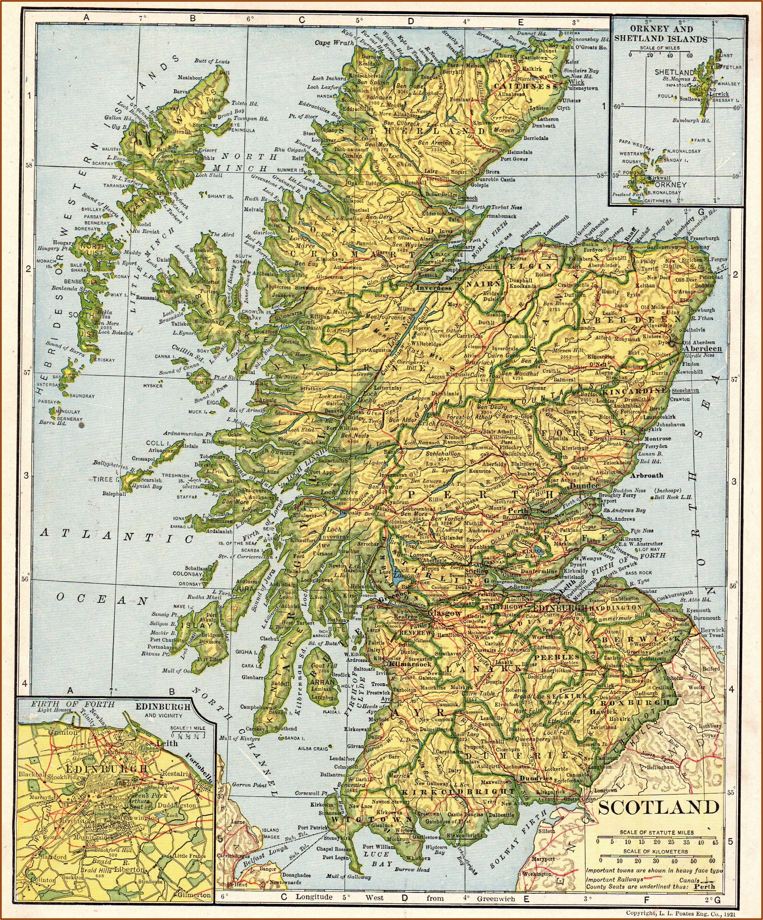 Antique Map Of Scotland Print