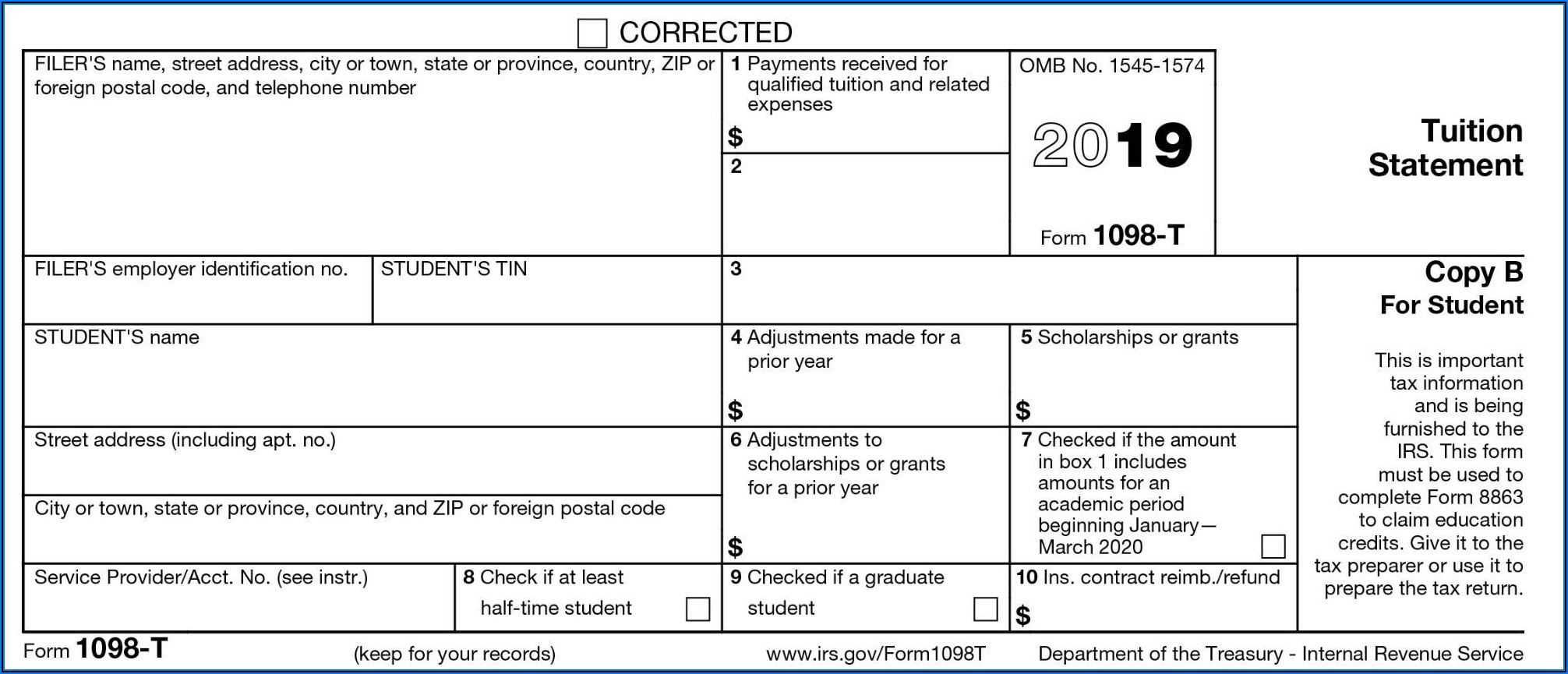 Blank 1098 T Form 2019