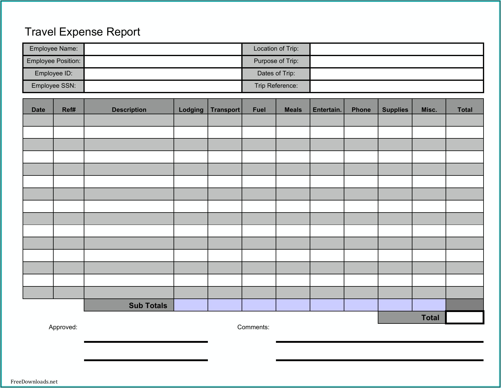 Business Expenses Forms Free