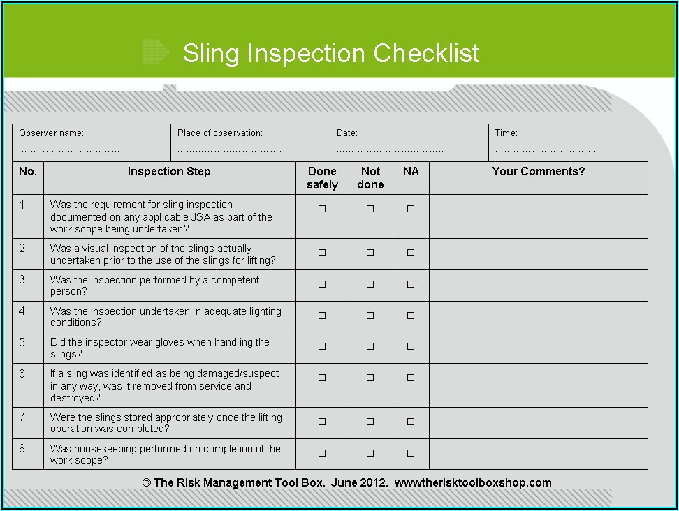 Chain Sling Inspection Form
