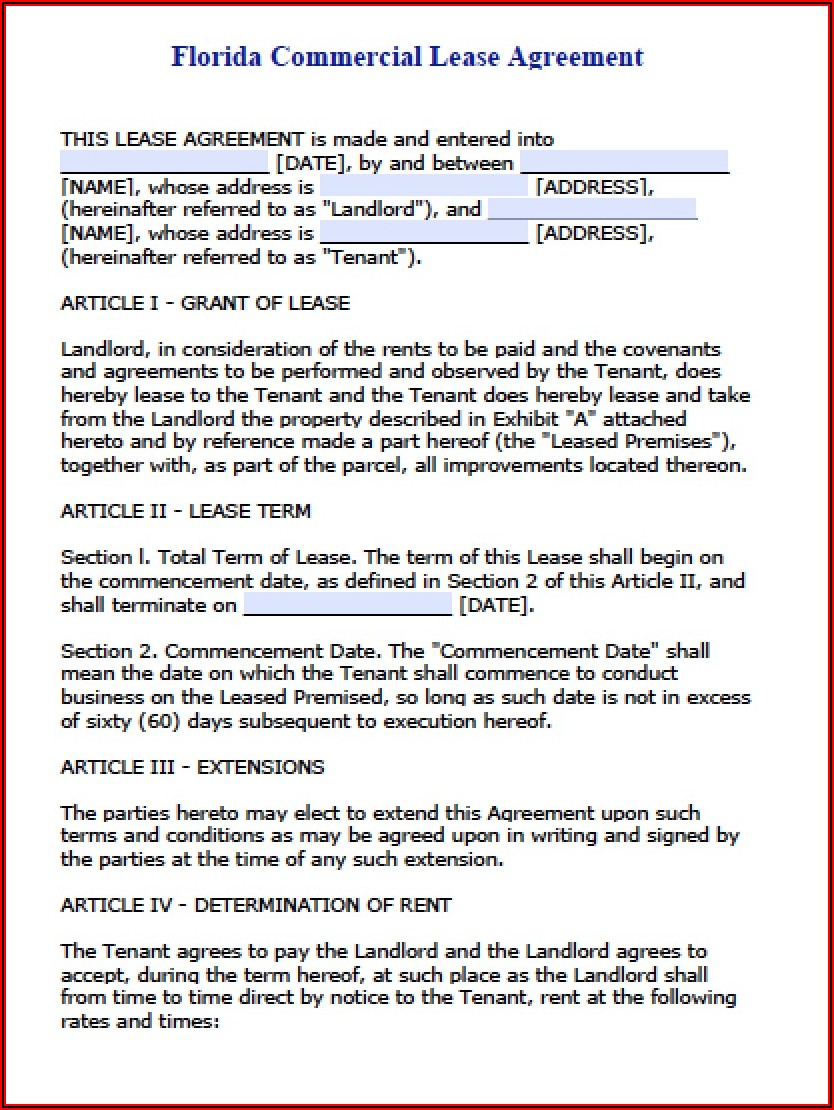 Commercial Lease Agreement Template Doc