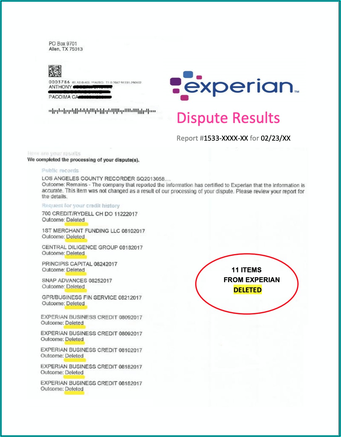 Credit Dispute Form For Experian Form Resume Examples