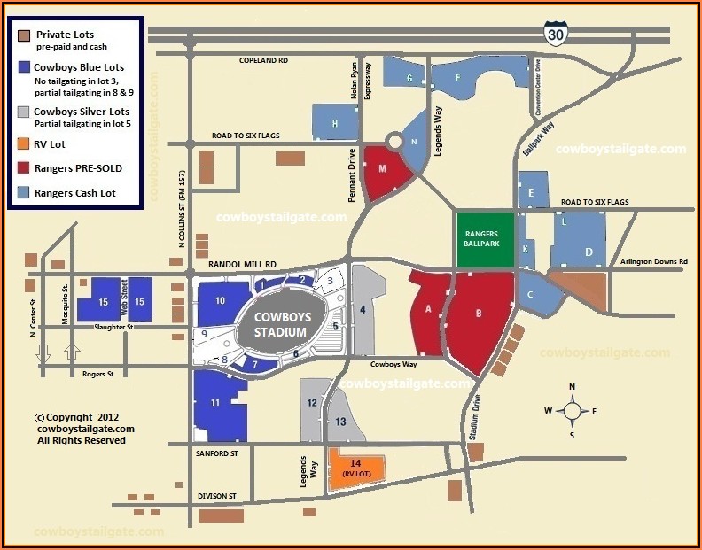 Dallas Cowboys Parking Pass Map