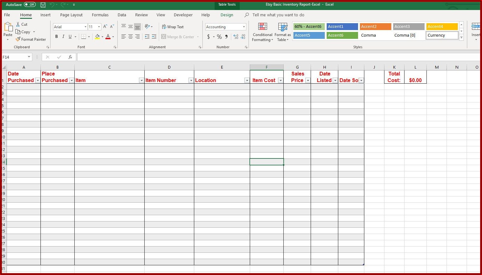 Excel Inventory Template With Pictures