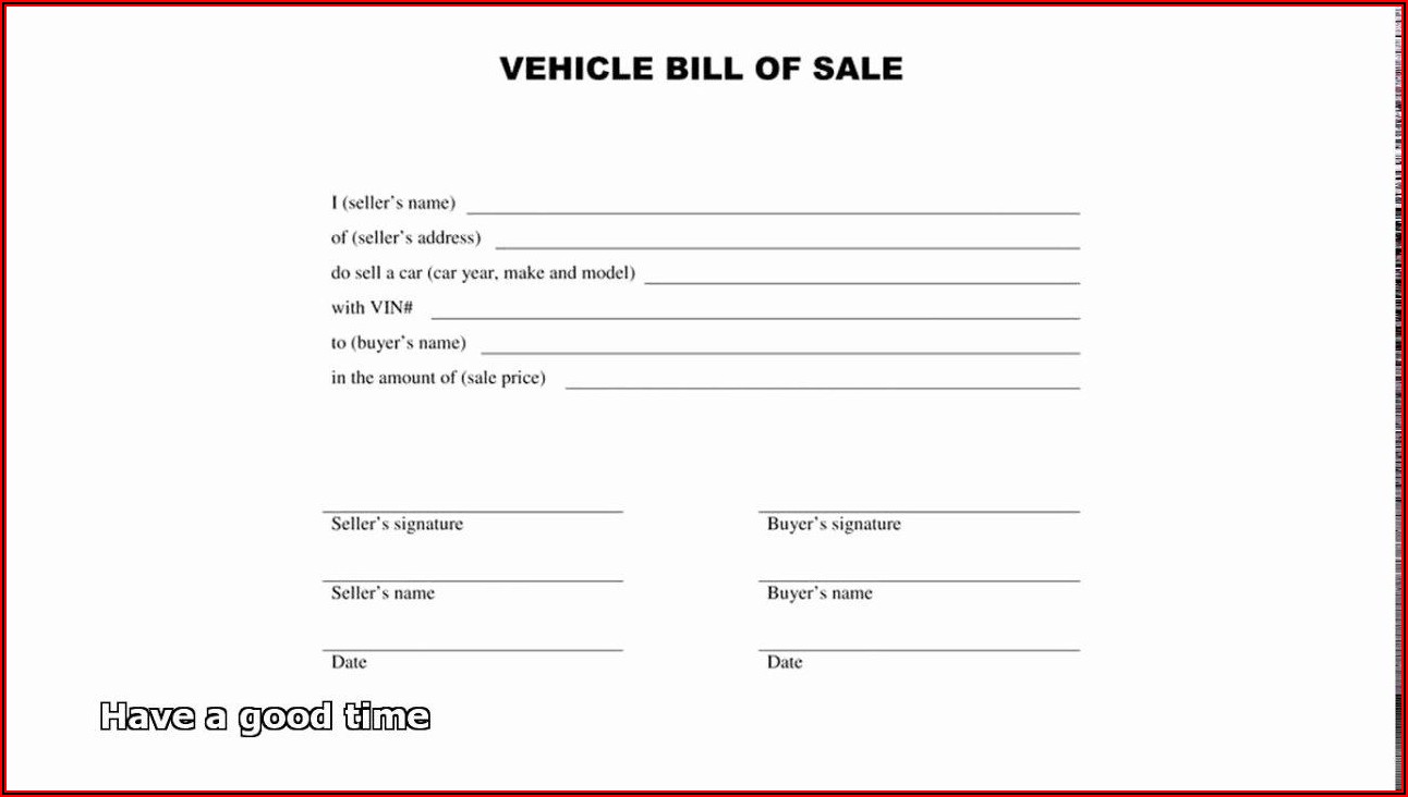 Free Automobile Bill Of Sale Template