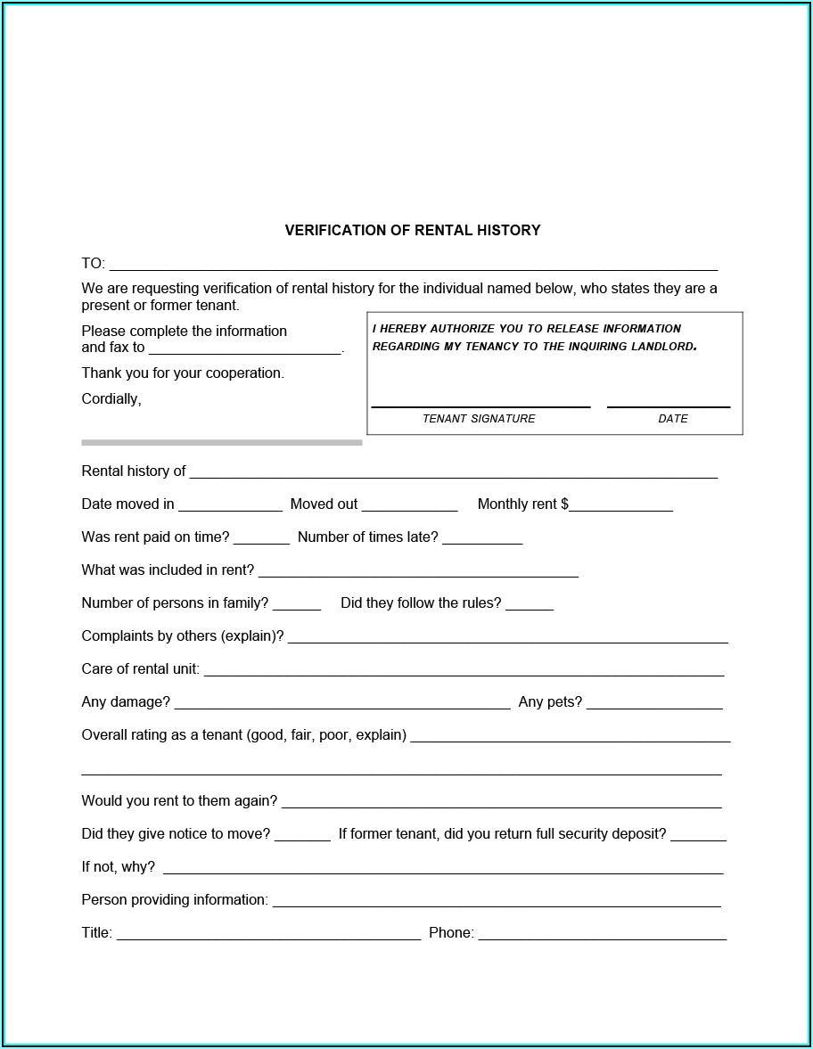 Free Background Check Form For Renters