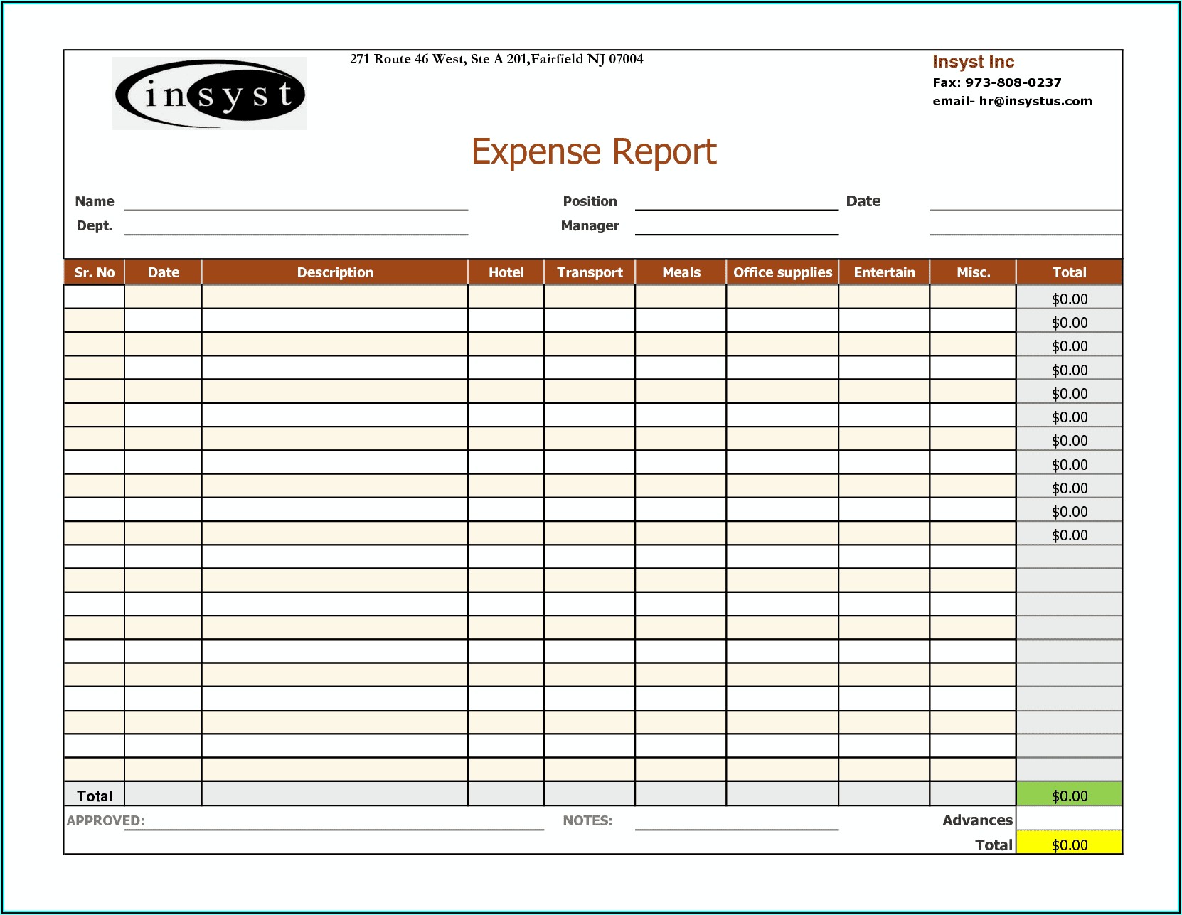 Free Download Business Expense Forms