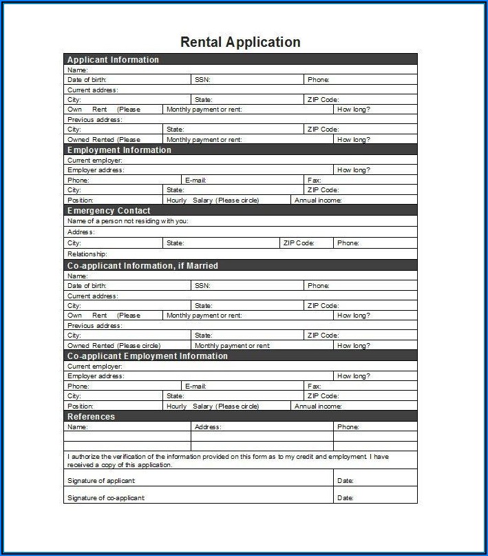 Free Rental Application Form Template