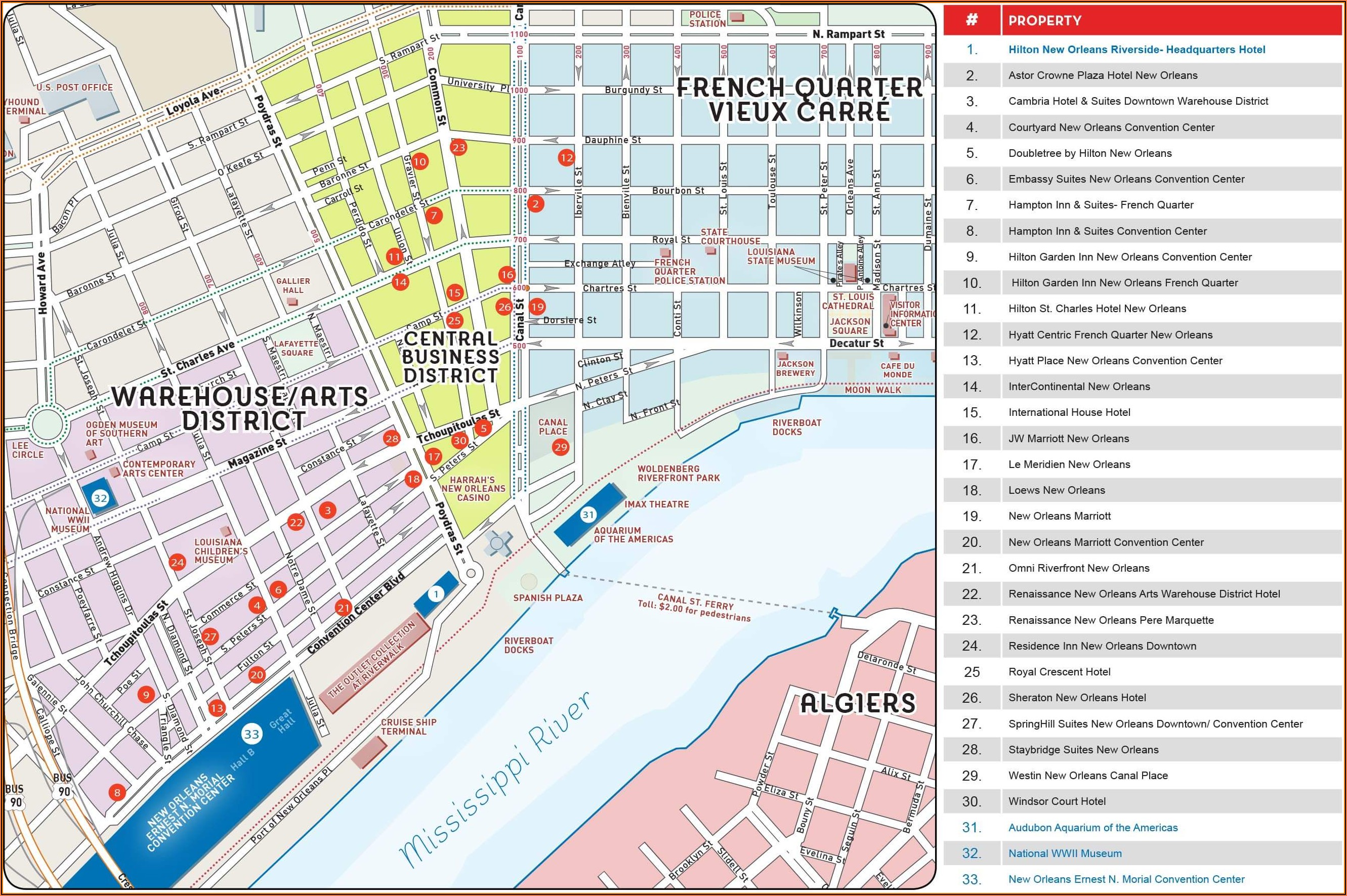 Hotels New Orleans French Quarter Map
