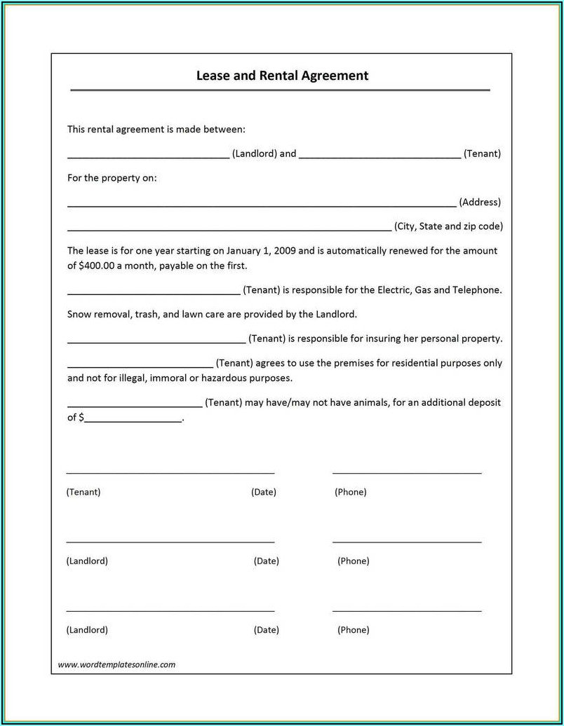 House Rental Agreement Forms Free Download