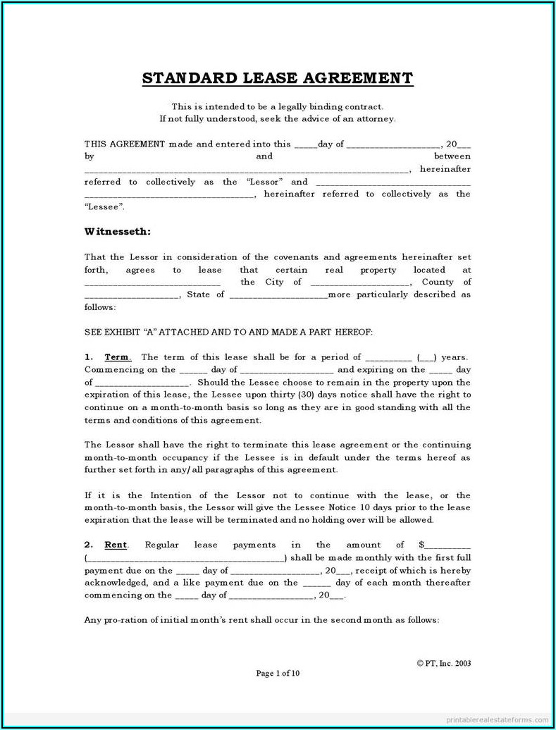 House Rental Agreement Forms