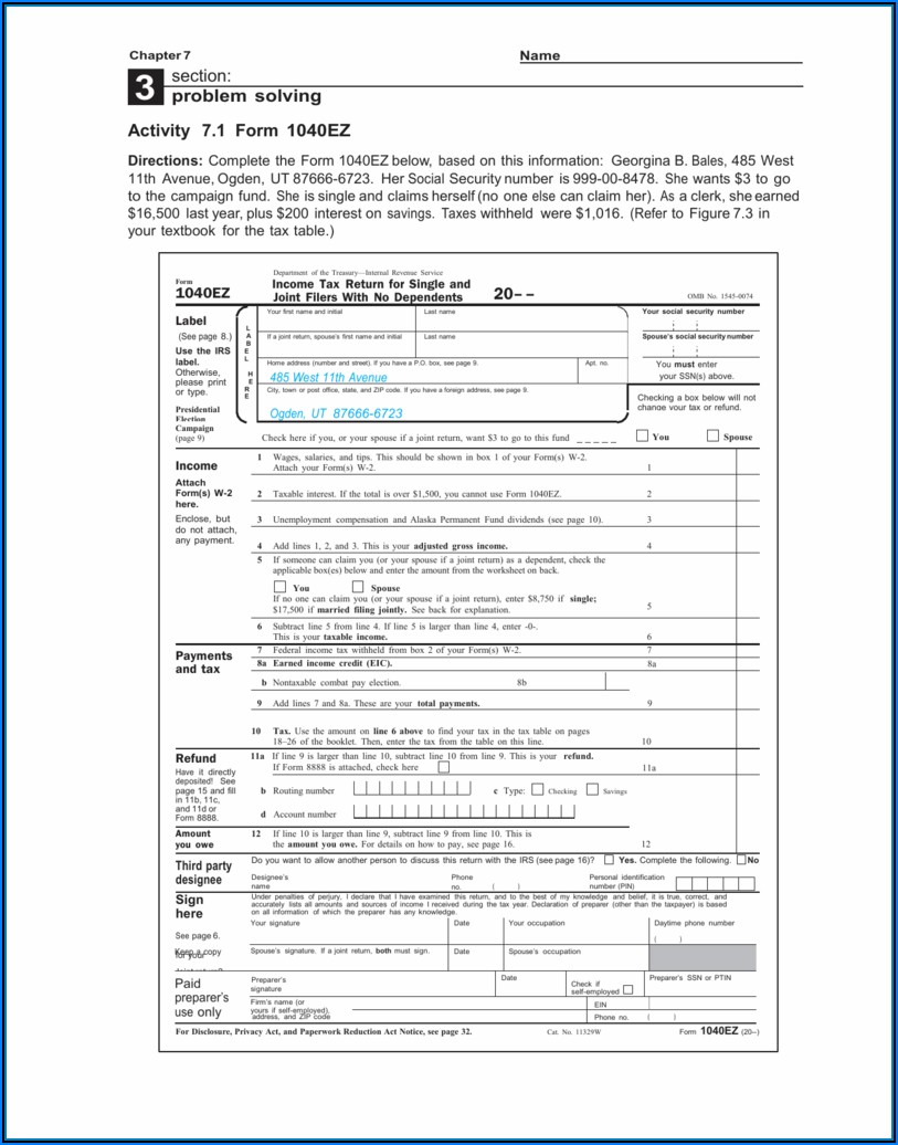 Irs Form 1040ez 2014 Printable