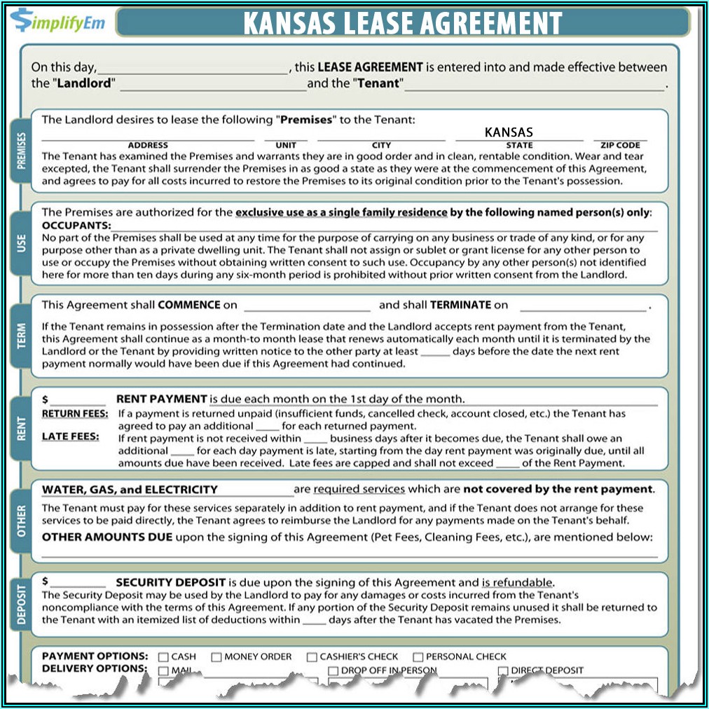 Kansas Residential Rental Lease Agreement Form