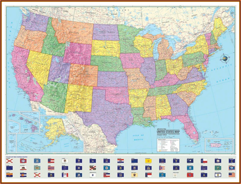 Large Laminated United States Wall Map