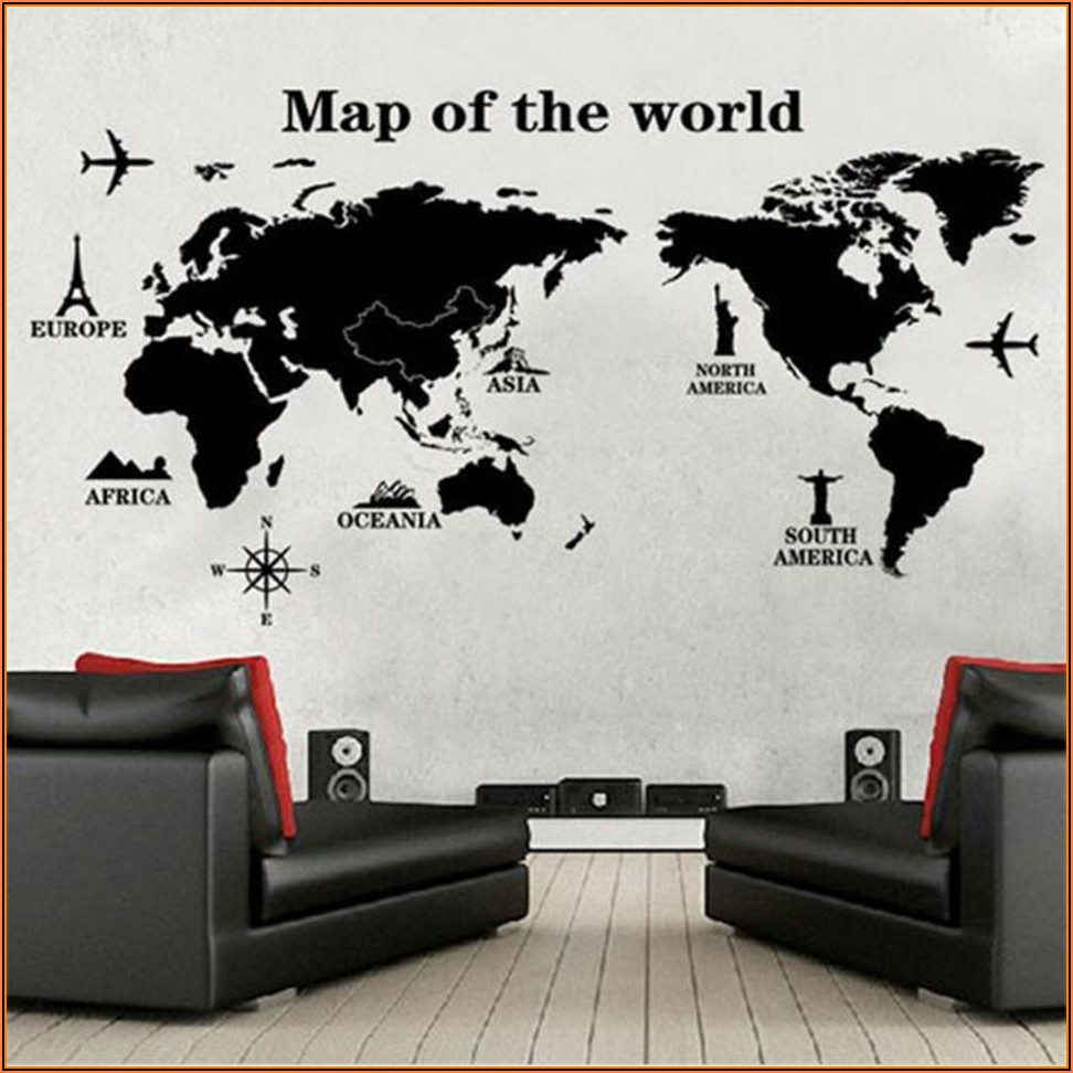 Large Wall Decal World Map