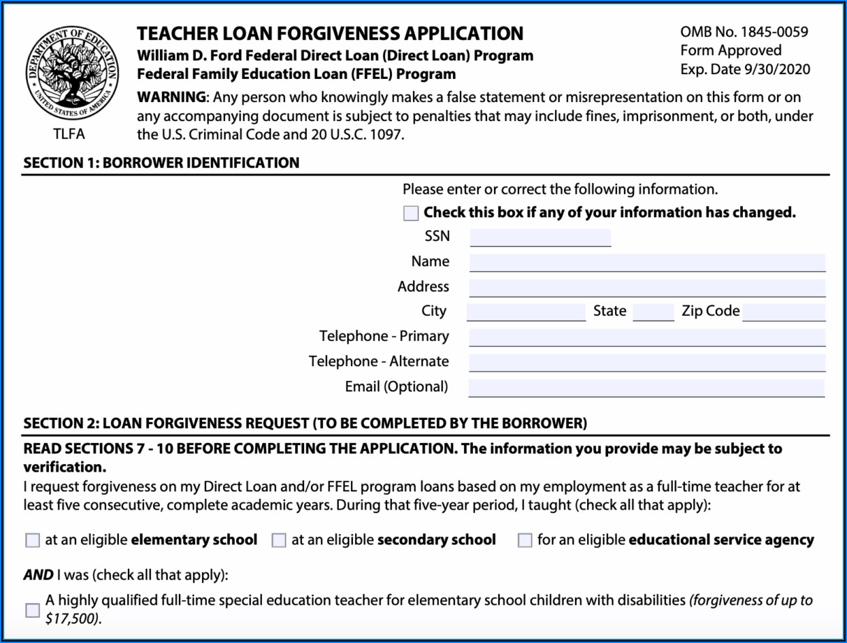 Loan Forgiveness Forms For Teachers