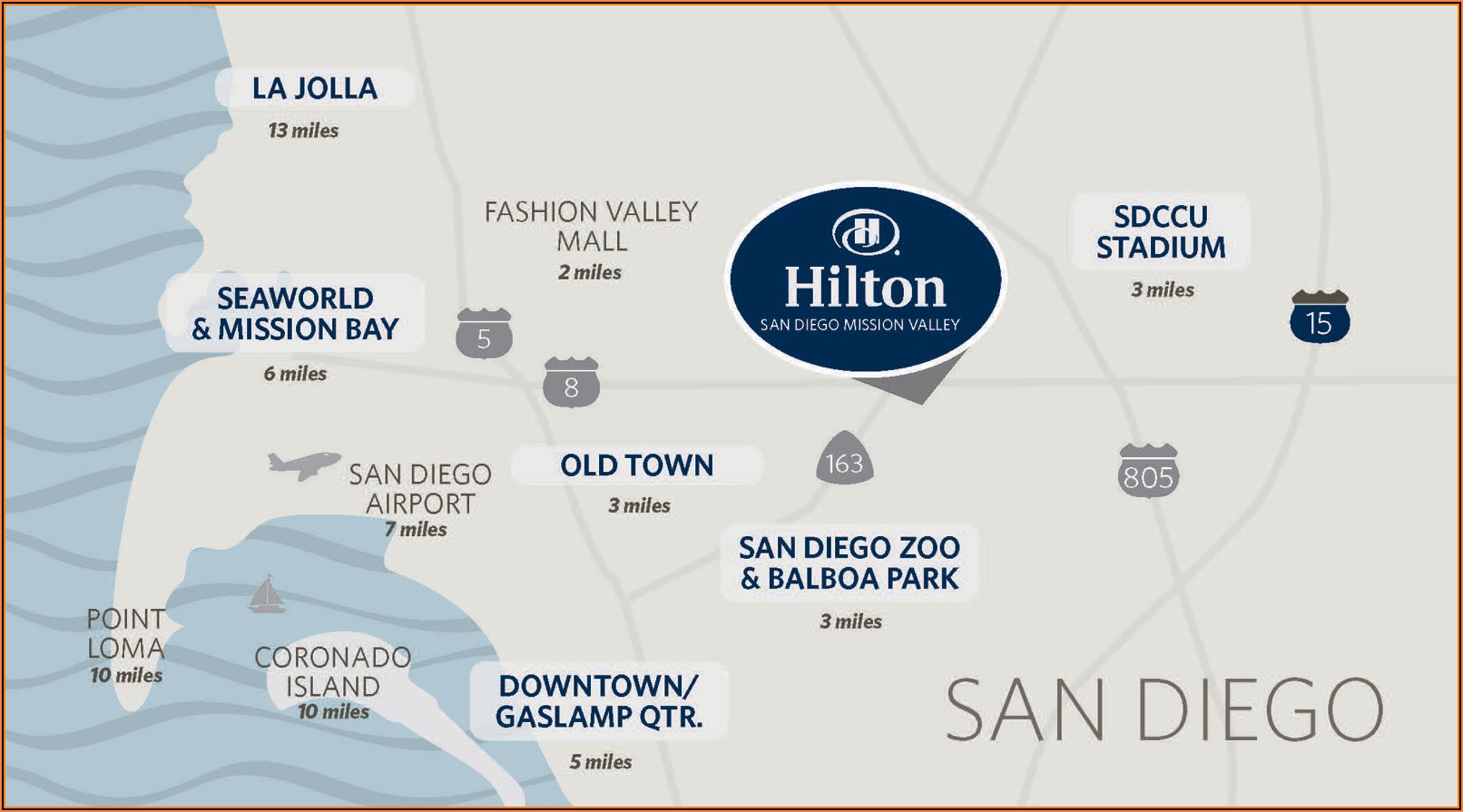 Map Of Hotel Circle San Diego Ca