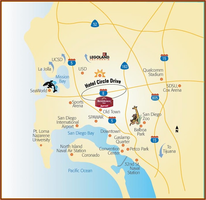 Map Of Hotel Circle San Diego California